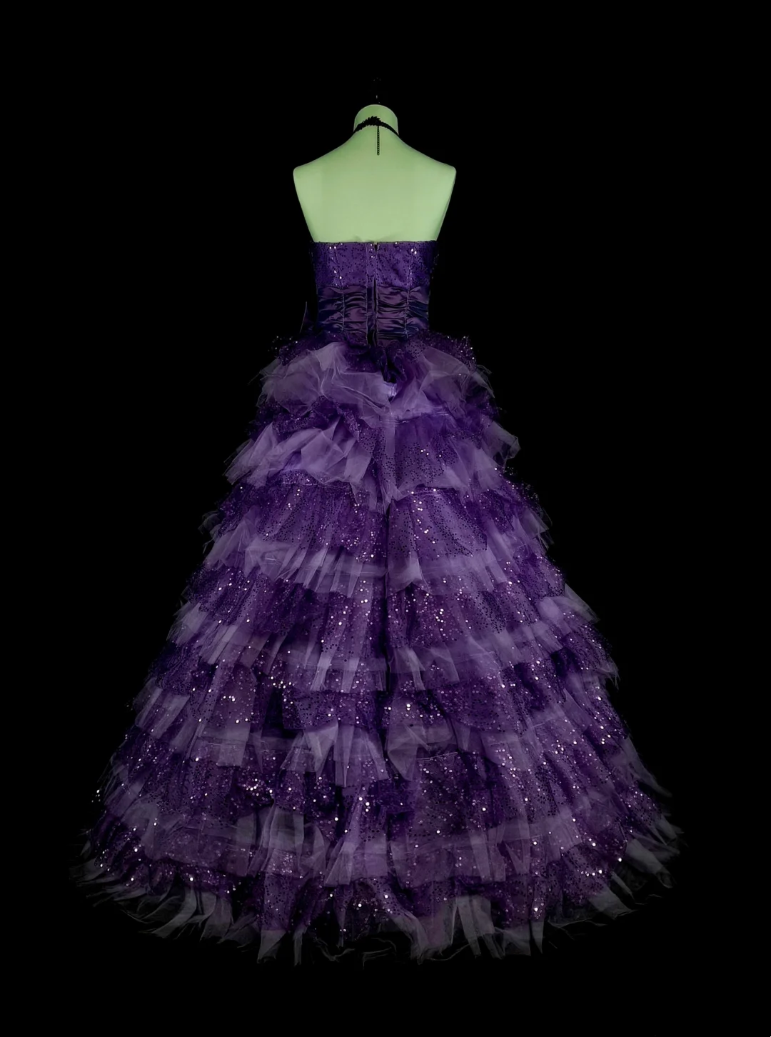 Sweet 16 Strapless Purple Ball Gown Layered Quinceanera Dresses