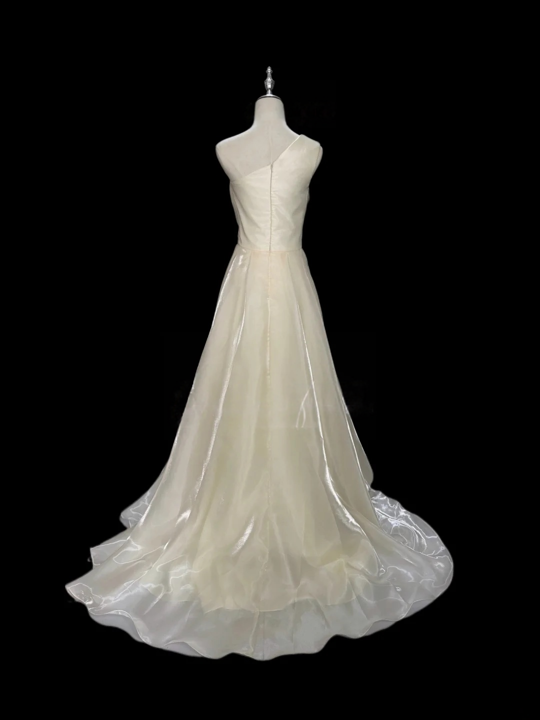 One Shoulder Cream A Line Prom Dress Elegant Evening Dress J9484