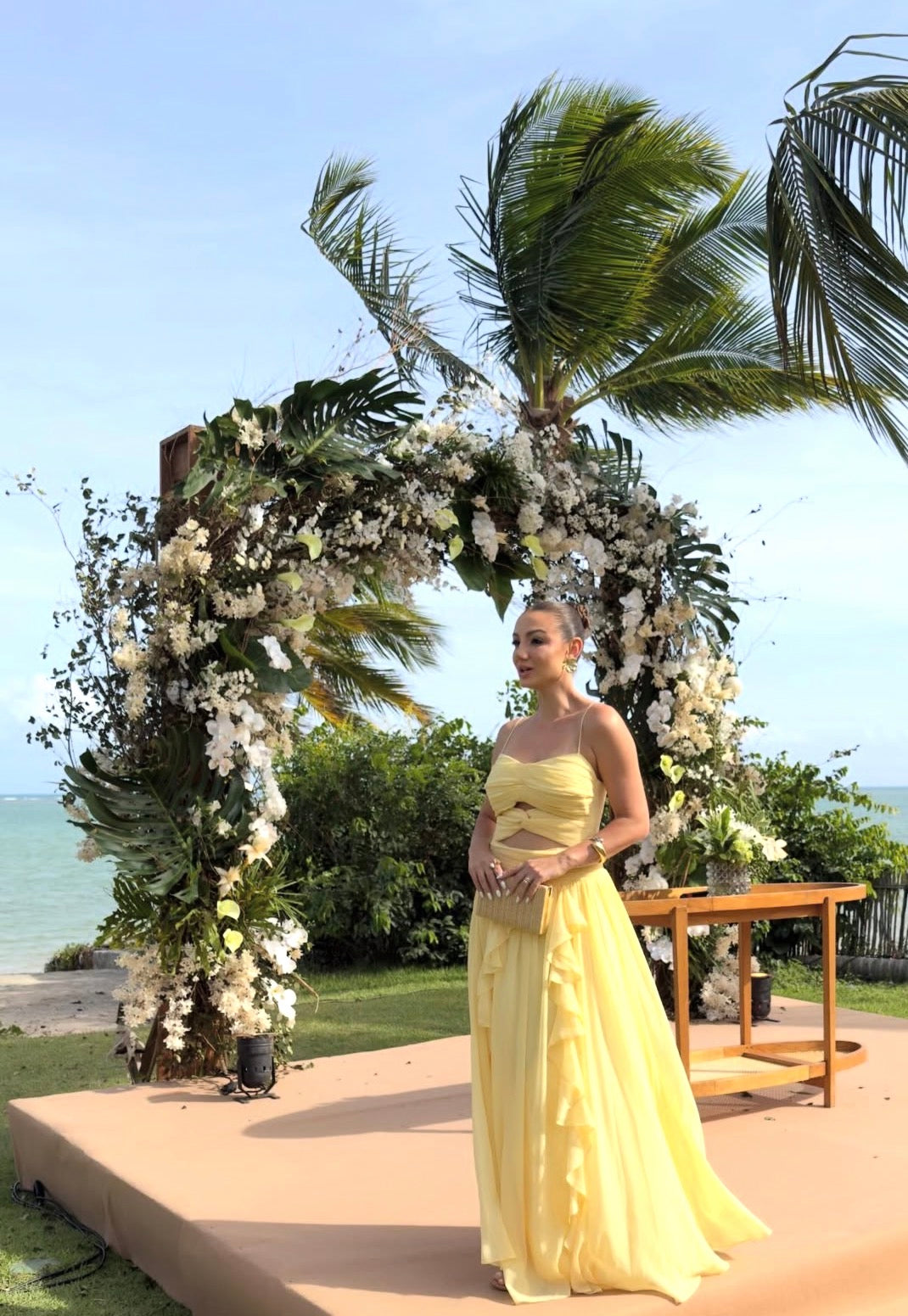 Spaghetti Strap A Line Yellow Wedding Guest Dress Chiffon Prom Dress J9507