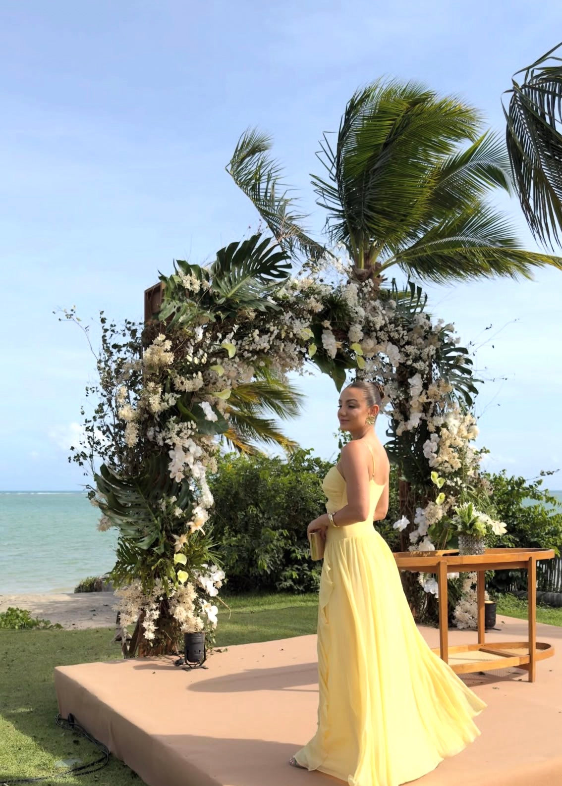 Spaghetti Strap A Line Yellow Wedding Guest Dress Chiffon Prom Dress J9507