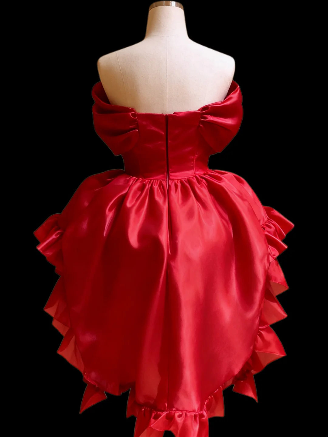 Off The Shoulder Red Short Dress Satin A Line Birthday Dress J9518