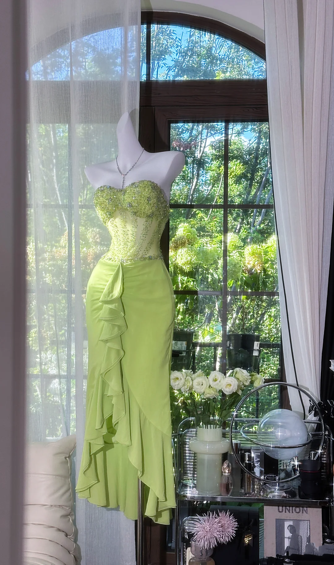 Strapless Ruffled Chiffon Prom Dress Sequin Party Dress