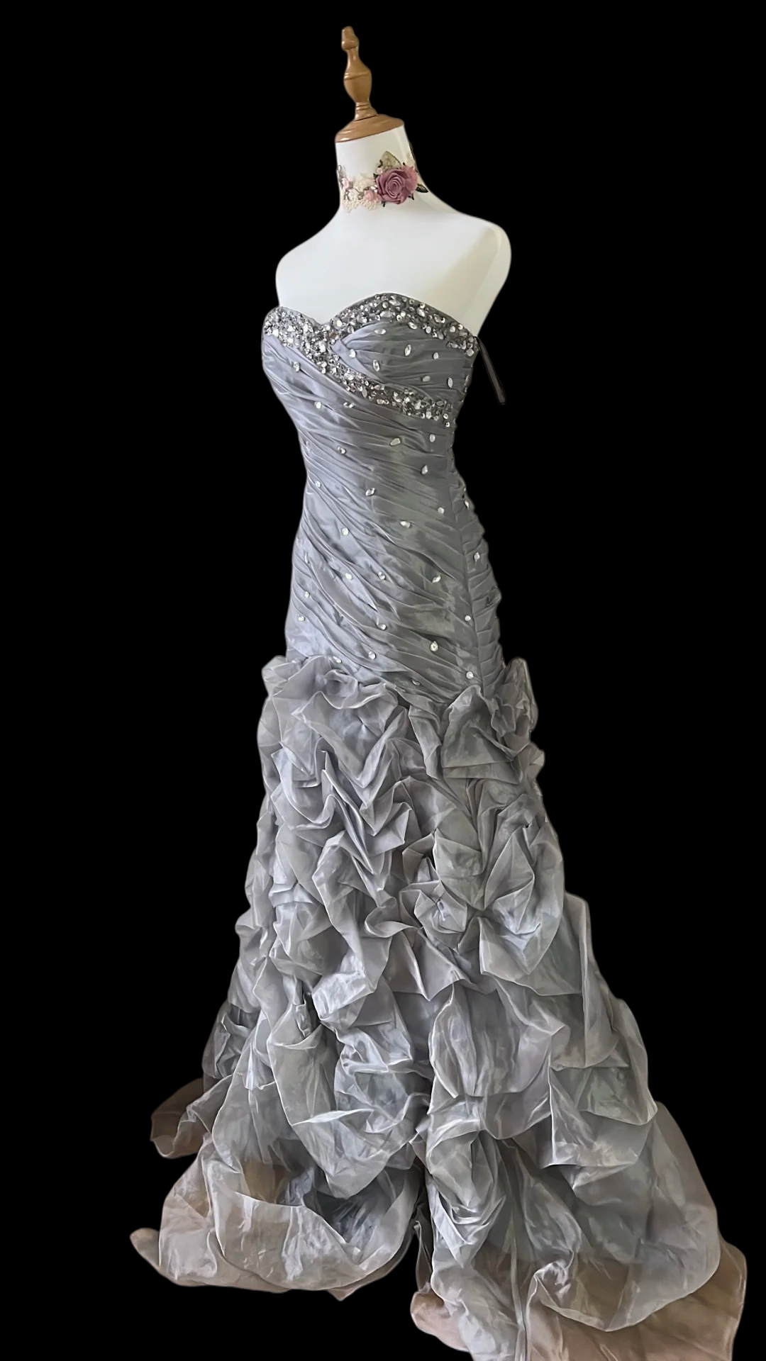 Sweetheart Gray Prom Dress Beaded Formal Dress Birthday Dress