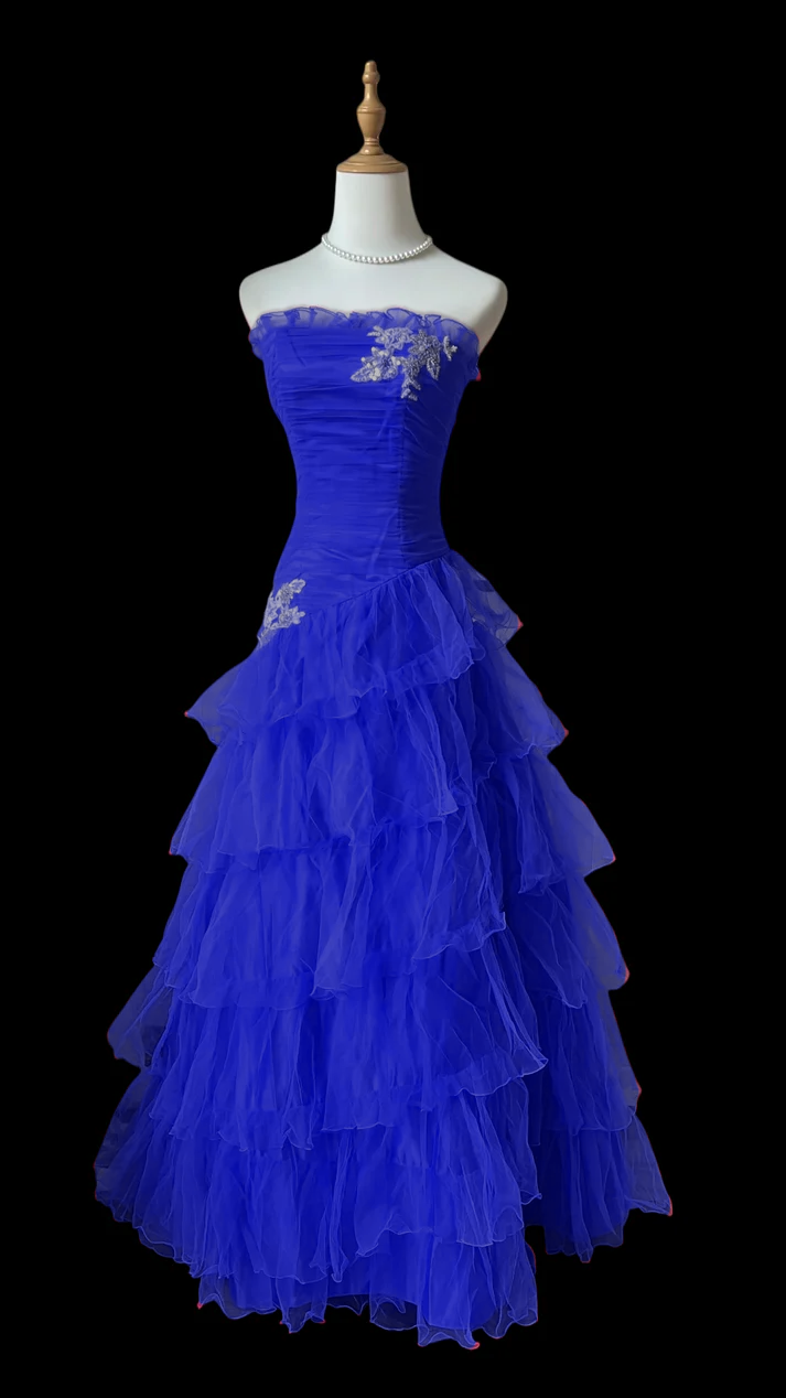 Ruffled Strapless A Line Layered Prom Dress Hot Pink Formal Dress J9590
