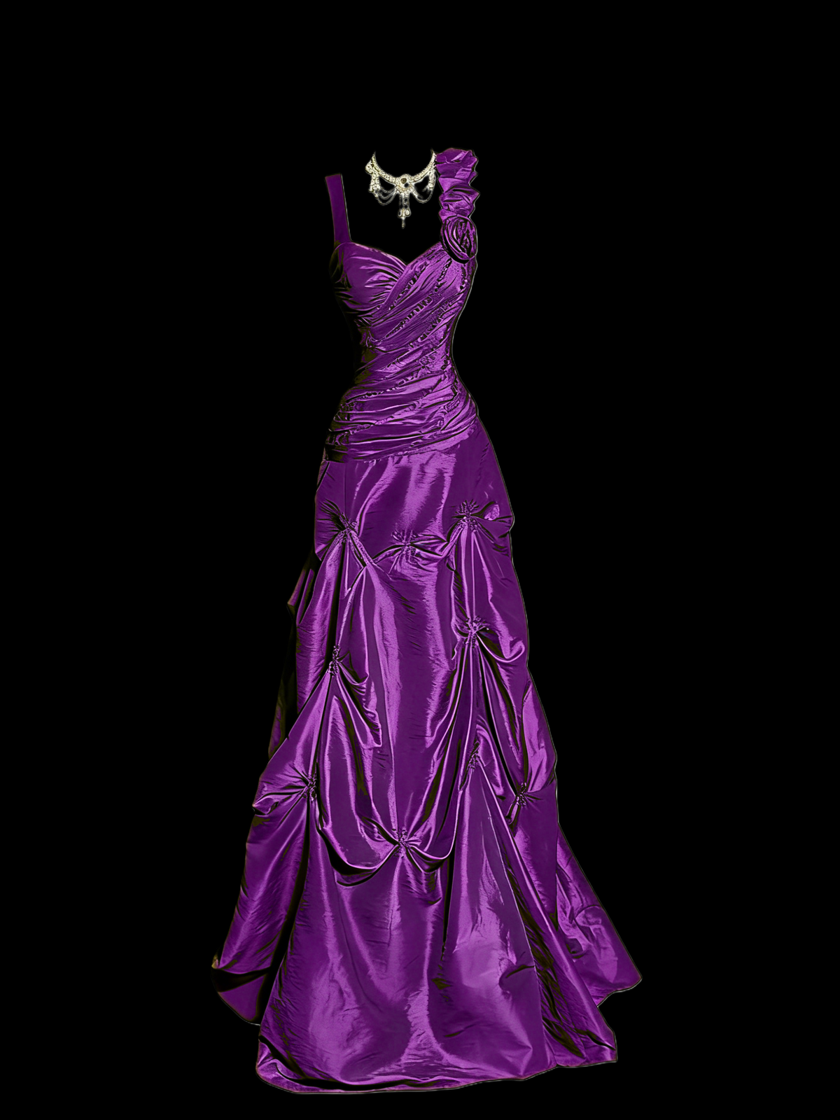 One Shoulder Lilac Prom Dress A Line Taffeta Formal Dress J9593