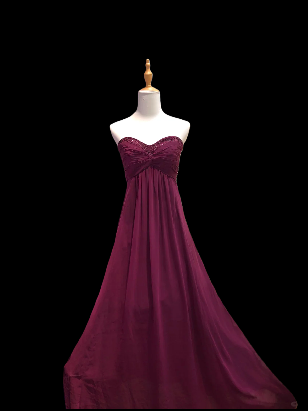 Sweetheart Burgundy Chiffon Wedding Guest Dress Beaded Prom Dress