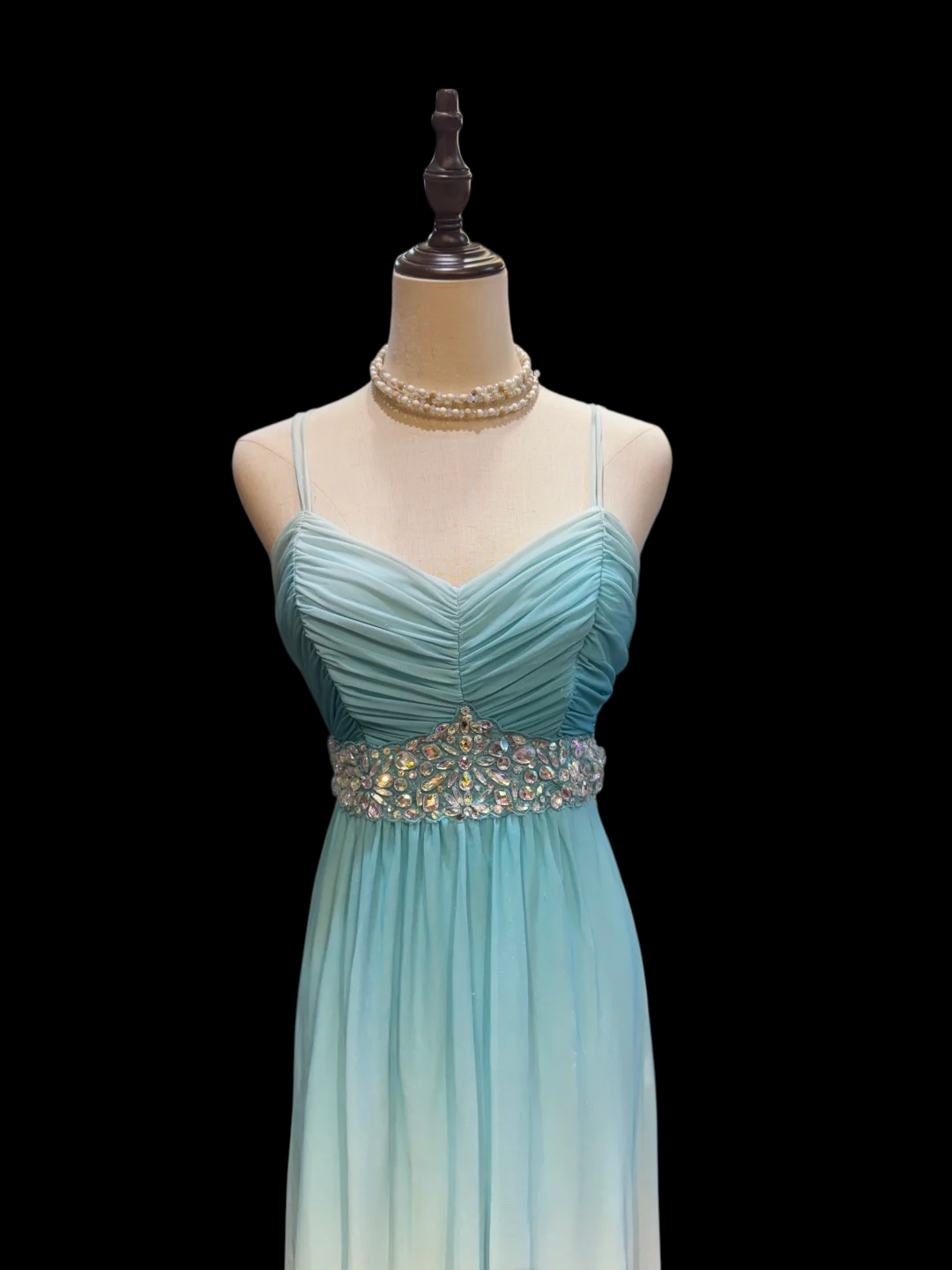 Spaghetti Straps Blue Gradient Prom Dress Chiffon Bridesmaid Dress