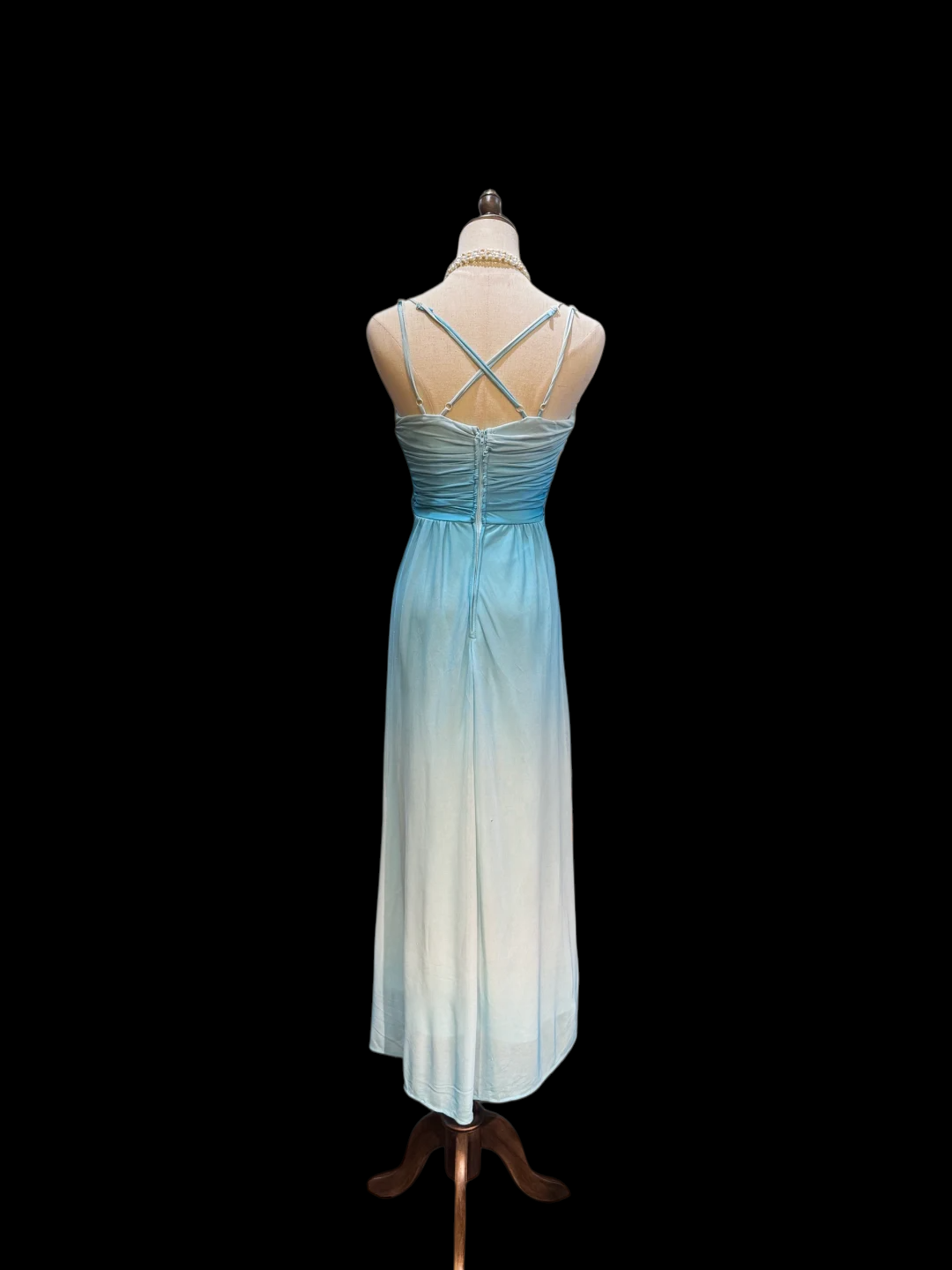 Spaghetti Straps Blue Gradient Prom Dress Chiffon Bridesmaid Dress