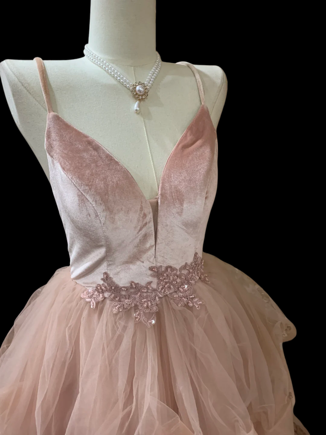 Spaghetti Straps Pink Tulle Prom Dress Ball Gown Birthday Dress