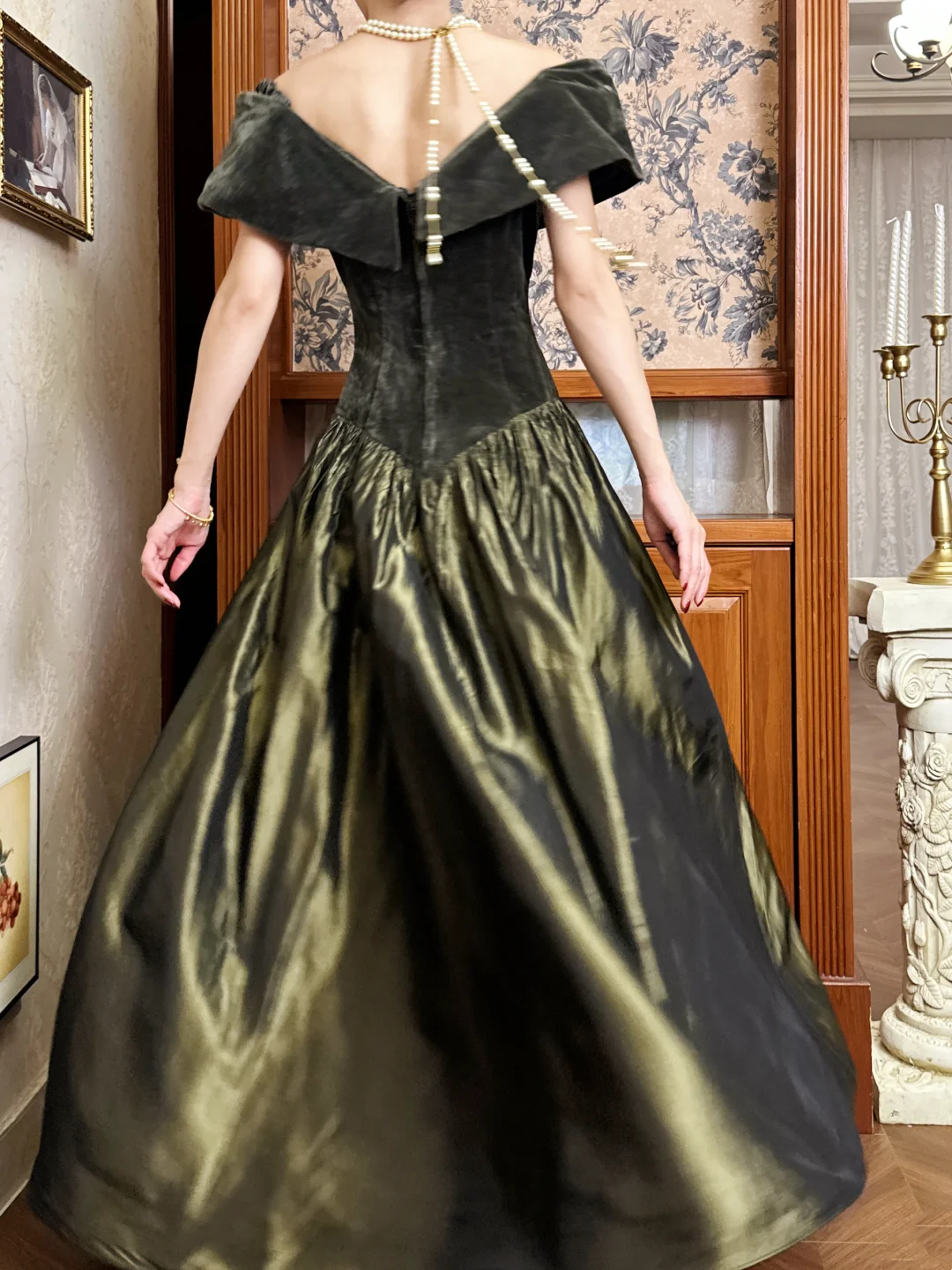 Off The Shoulder Green Princess Gown Formal Prom Dress J9620