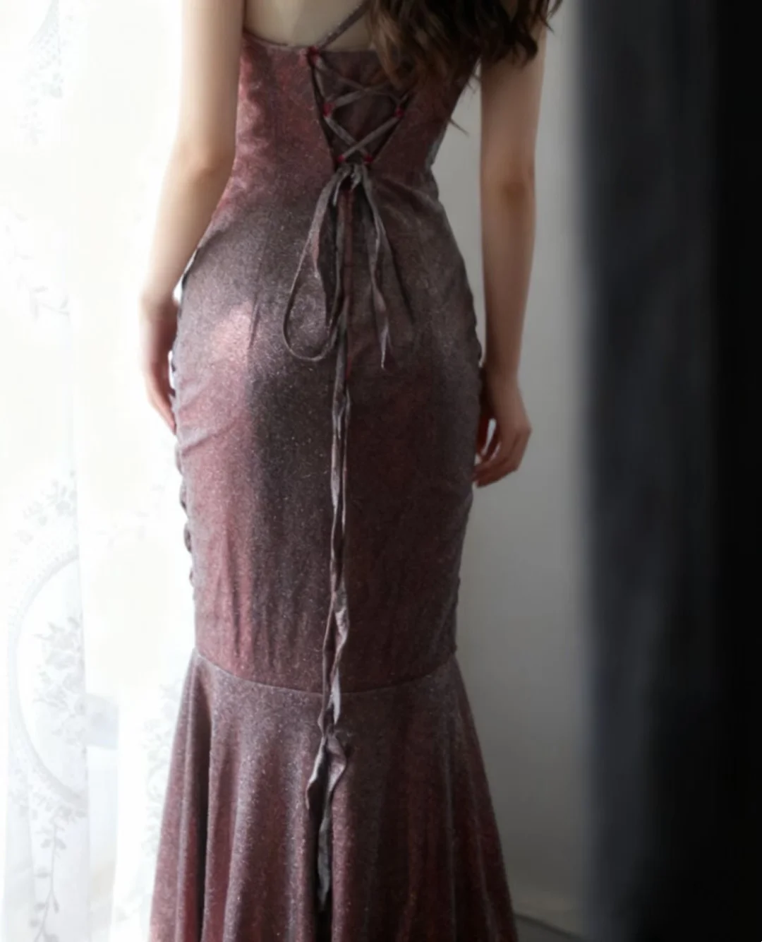 Pleated Mermaid Prom Dress Sparkle Evening Dress J9641