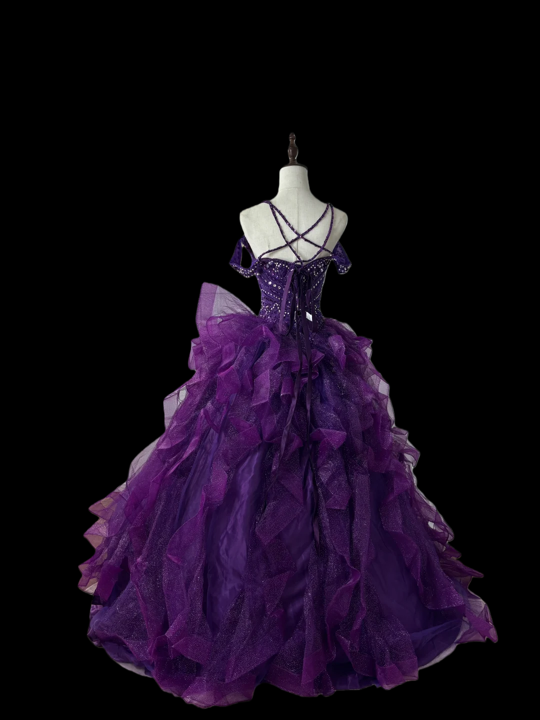 Purple Ball Gown Tulle Birthday Dress Sweet 16 Prom Gown