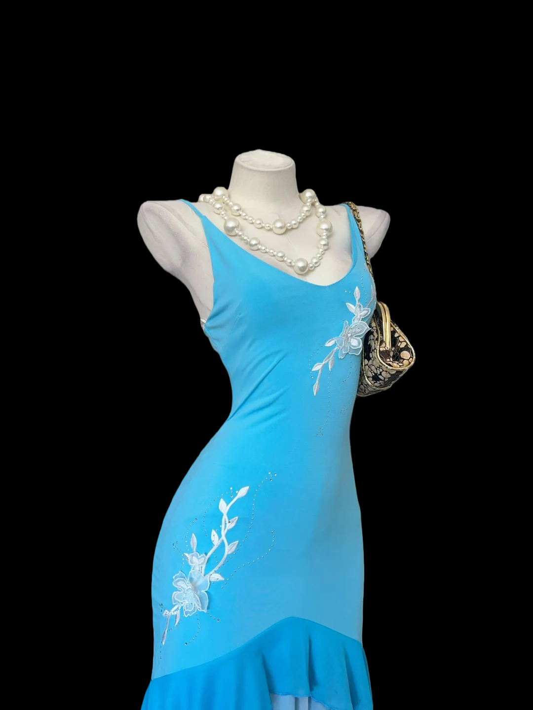 Sky Blue Chiffon Layered Prom Dress Ruffled Party Dress J9644