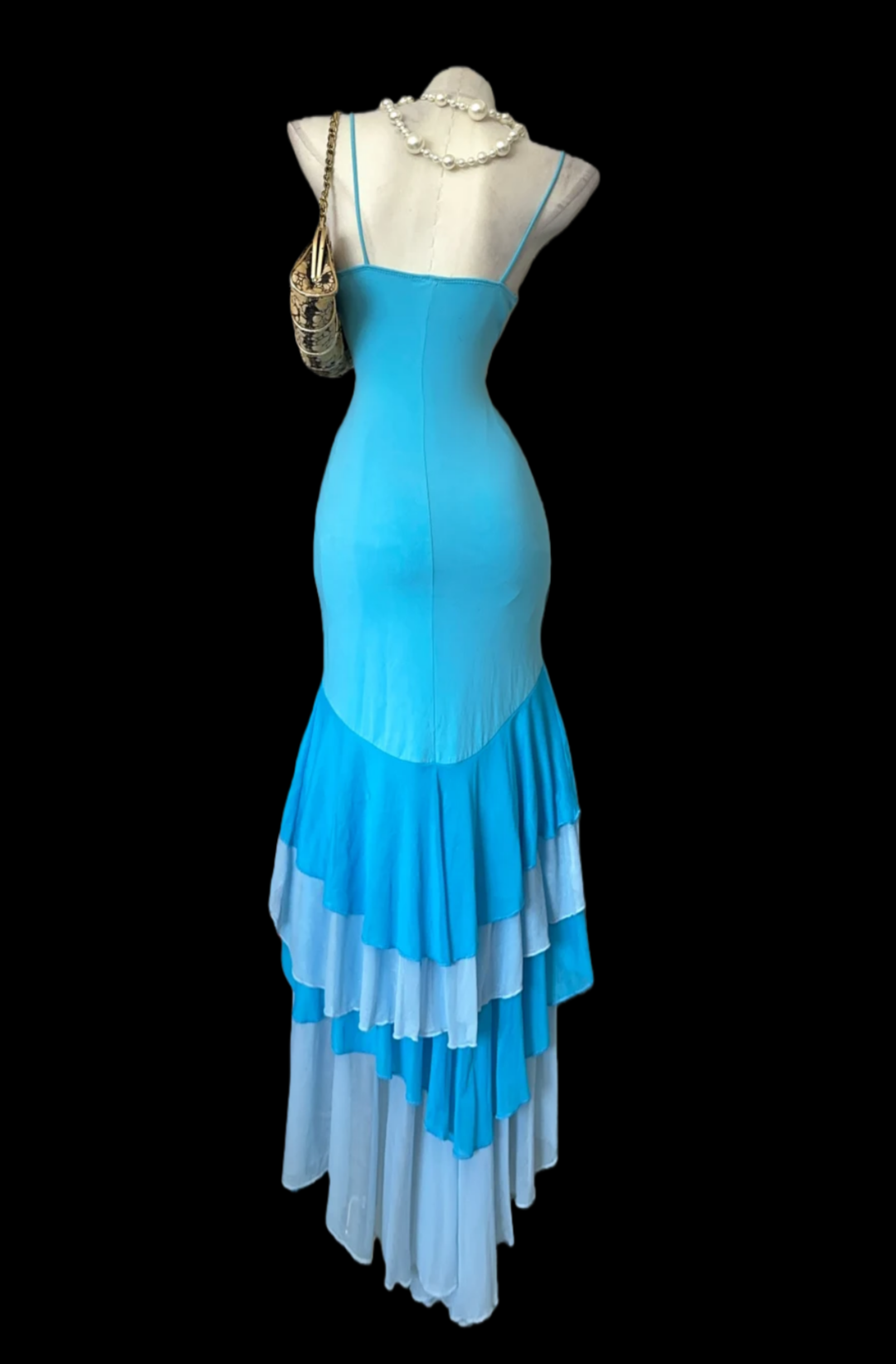 Sky Blue Chiffon Layered Prom Dress Ruffled Party Dress J9644