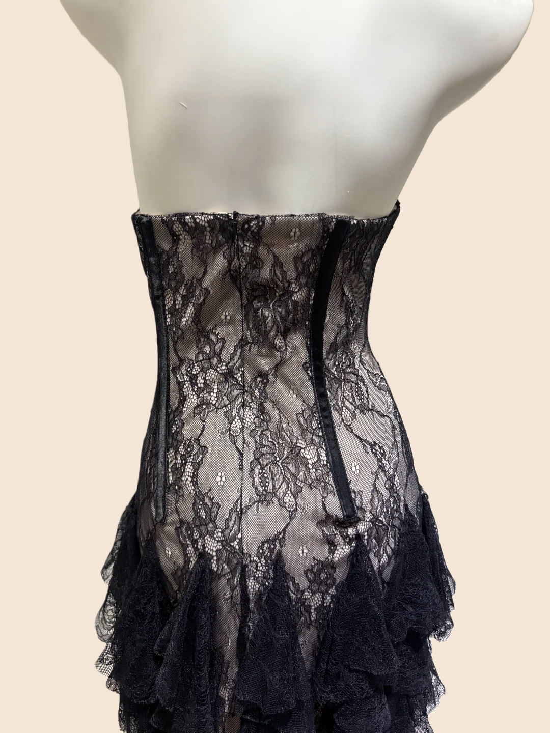 Black Lace Short Birthday Dress Ruffle Party Dress J9645