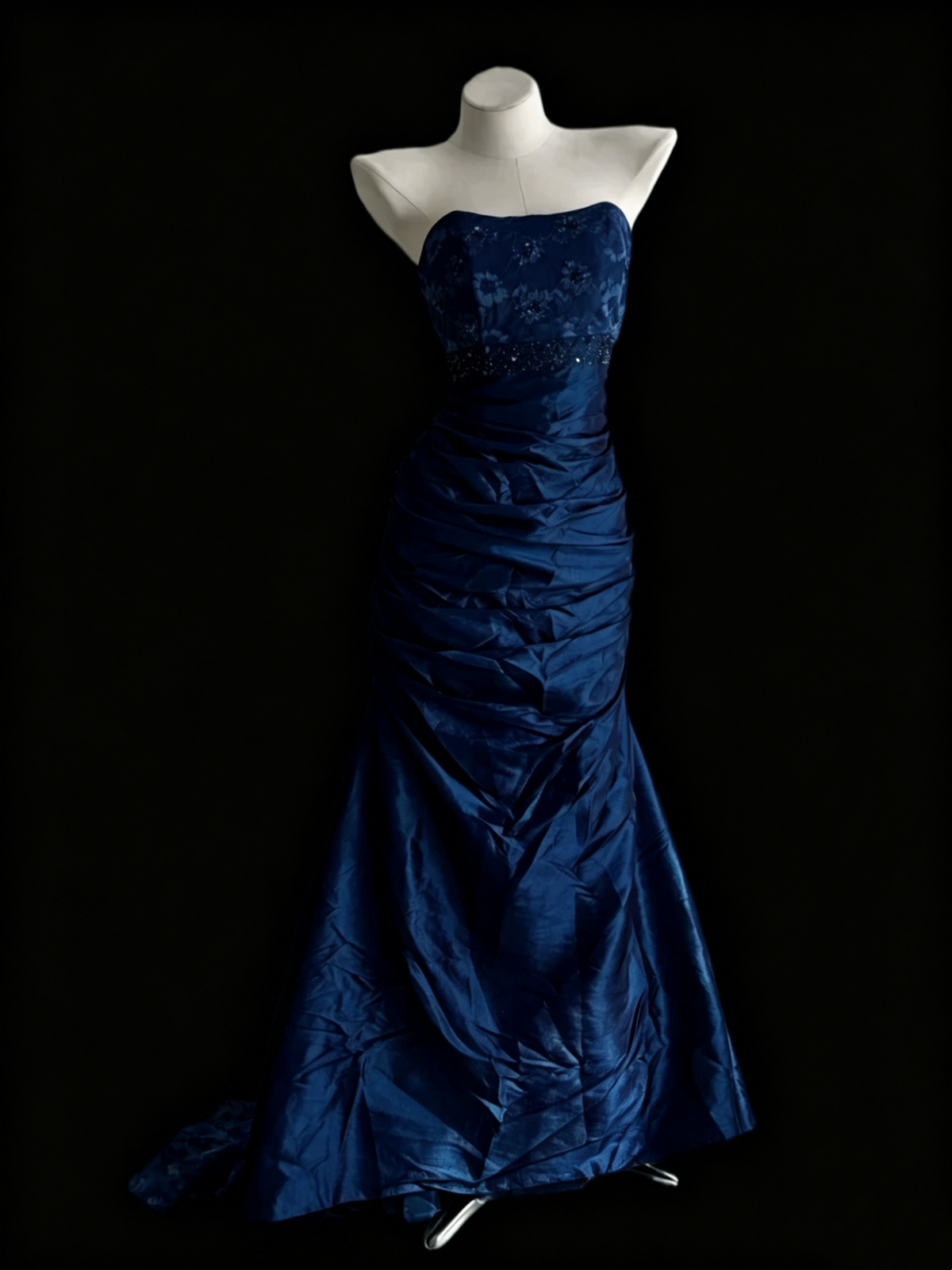 Strapless Mermaid Teal Prom Dress Vintage Ruffled Evening Dress