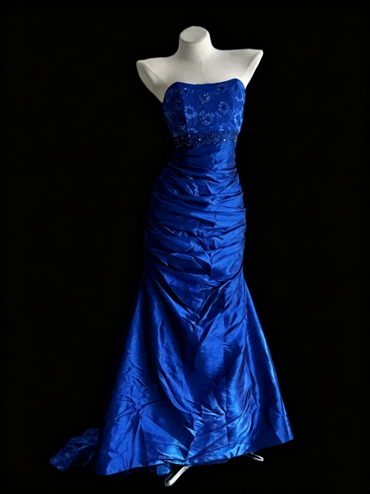 Strapless Mermaid Teal Prom Dress Vintage Ruffled Evening Dress