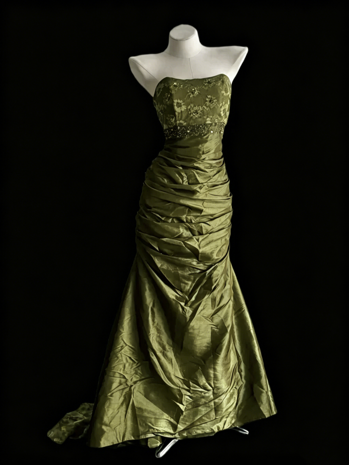 Strapless Mermaid Teal Prom Dress Vintage Ruffled Evening Dress