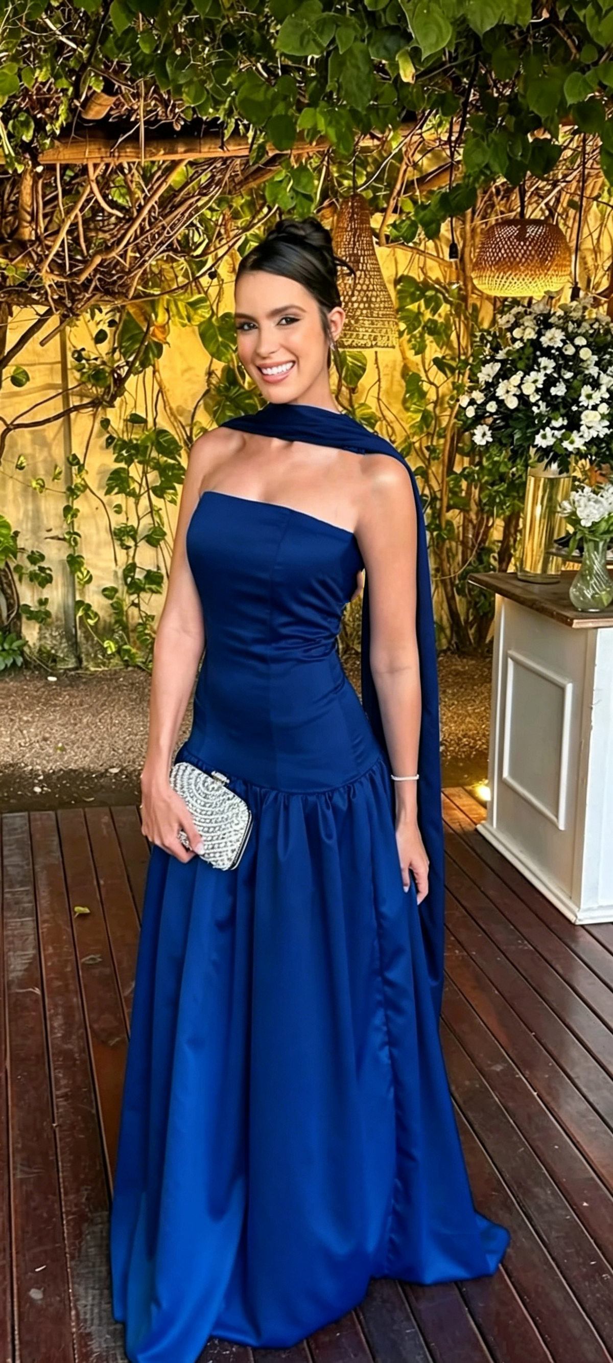 Strapless A Line Blue Satin Prom Dress Formal Prom Dress J9973