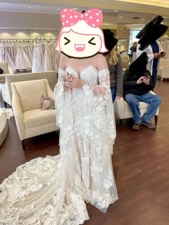 New high-quality mermaid lace embroidery fairy wedding dress Y4406 by simplepromdress