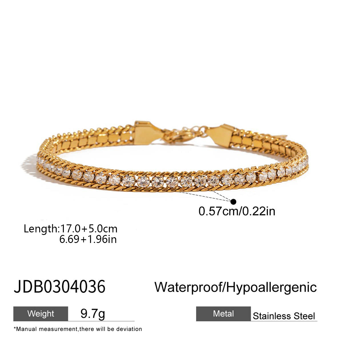 Stainless Steel Star Bracelet Rhinestone Bracelet