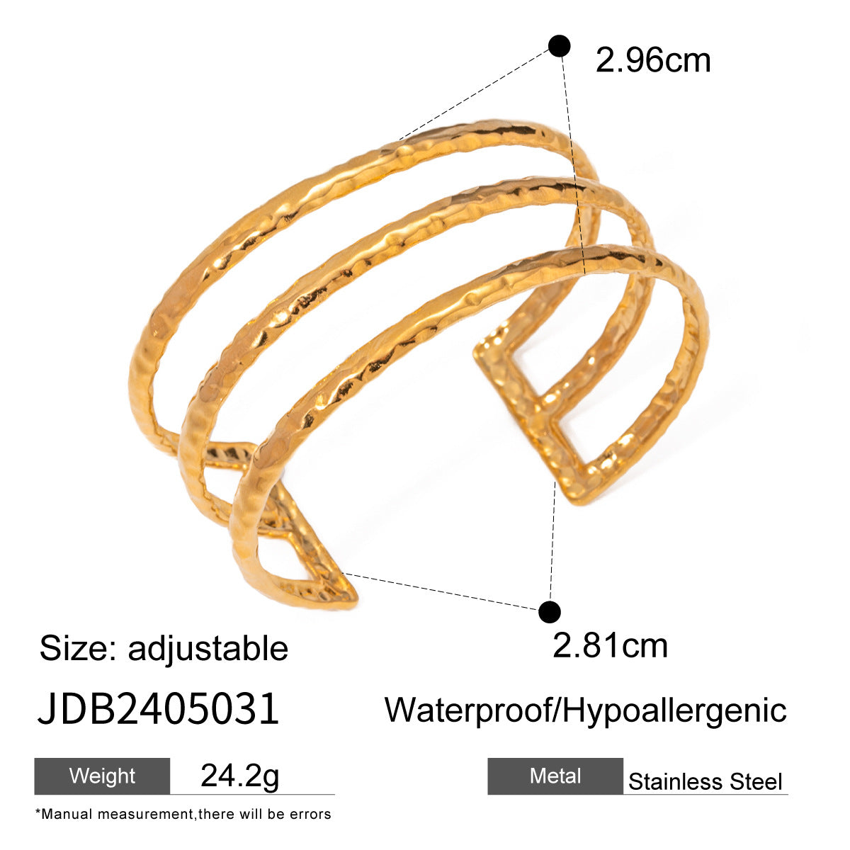 Stainless Steel Open Bracelet Irregular Lines Multi-layer Retro Bracelet G35