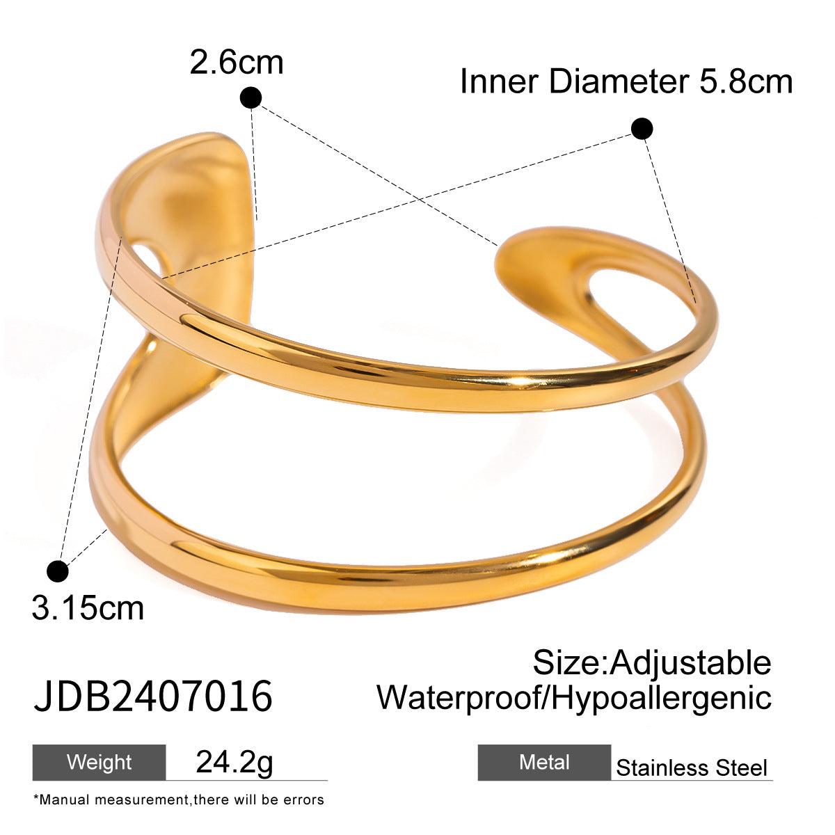 Stainless Steel Open Bracelet Irregular Lines Multi-layer Retro Bracelet G35
