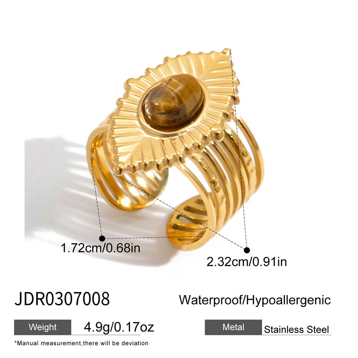Round Open Ring Vintage Gold Stainless Steel Ring G15