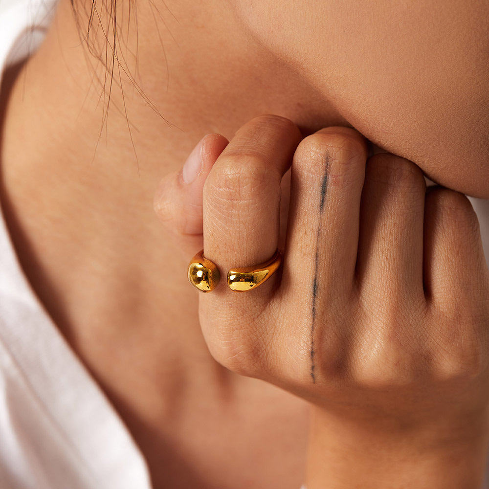 Irregular Ring Line Geometric Adjustable Open Ring G17