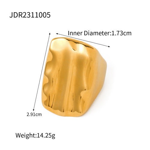 Stainless Steel Gold Irregular Ring Adjustable Ring G20