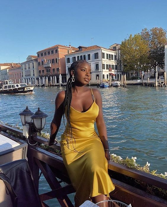 Elegant Yellow Straps Party Dress For Black Girls - FashionDia