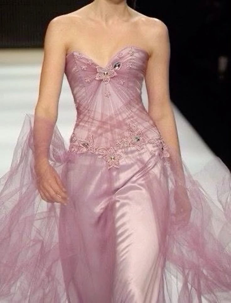 Chic Pink Satin Tulle Appliques Evening Dress,Strapless Sweetheart Neck Long Party Dress