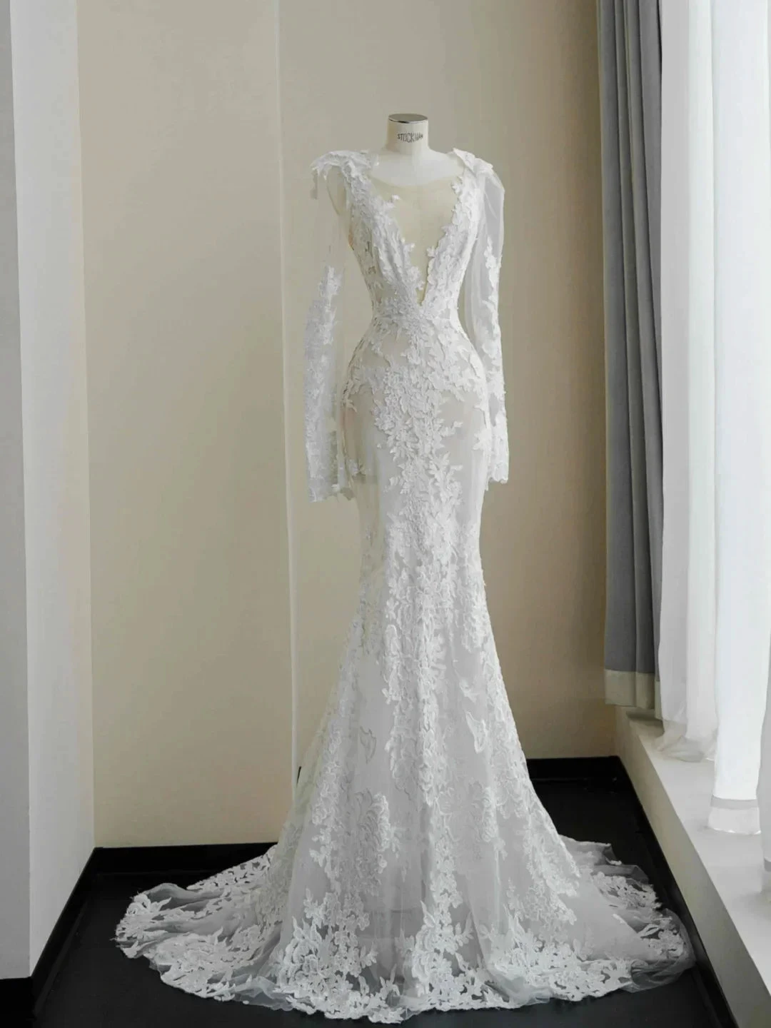 Elegant White Lace Appliques Mermaid Evening Dress,Backless Prom Dress Wedding Dress Y8677 by simplepromdress