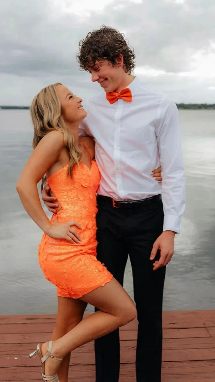 Orange Sequins Dress Orange Homecoming Dress Party Dress (ZD12753)