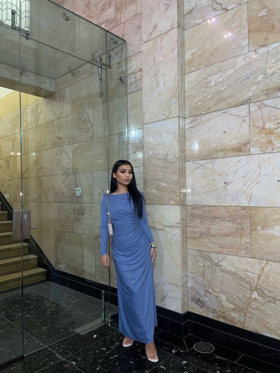 Charming Pure Color Long Sleeves Evening Dress - FashionDia
