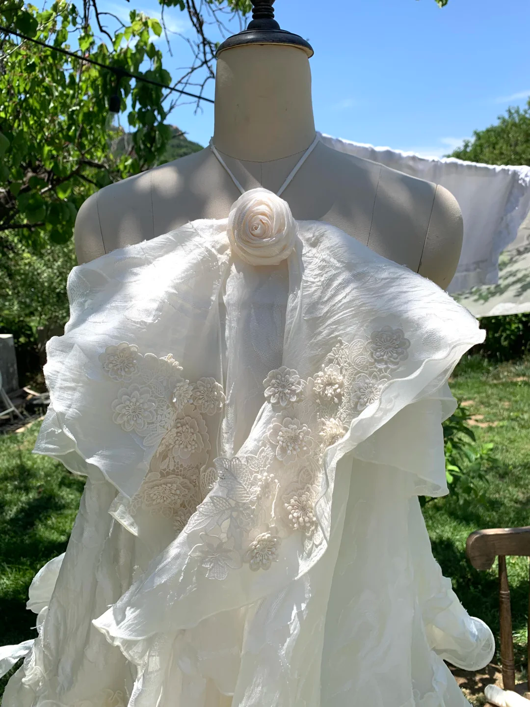Classy Halter Chiffon White Short Party Dress Formal Homecoming Dress Birthday Outfits - View 2 | FashionDia