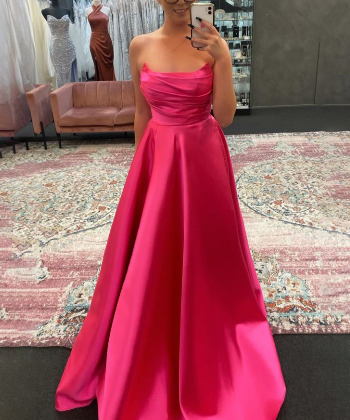 Sage Green Strapless Satin Pleated A-line Long Prom Dress Evening Gown Y7905 - View 3 | VelvetHem