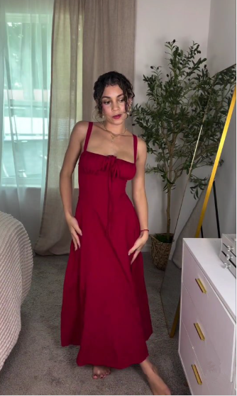 Elegant Burgundy Satin Slit Party Dress,A-Line Slit Sleeveless Evening Dress - View 2 | FashionDia