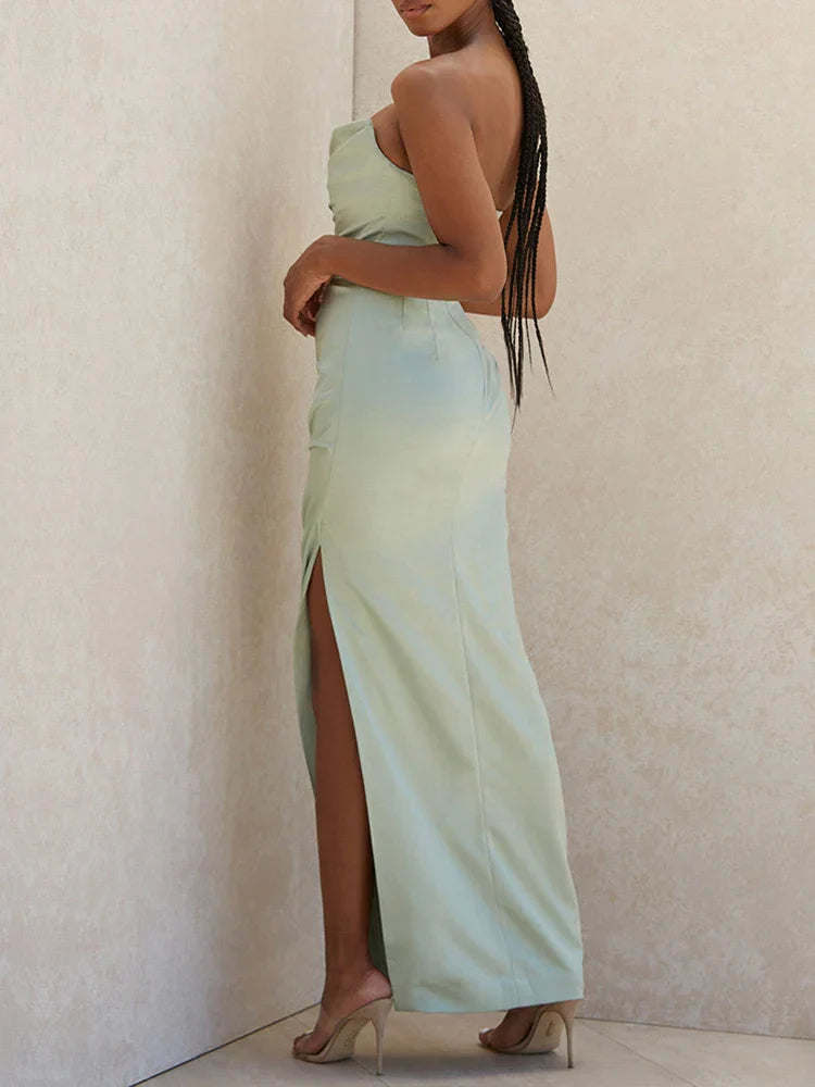 Green Sleeveless Evening Refined Bandage Party Maxi Dress