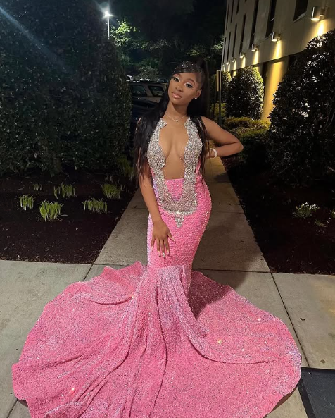 Sparkly Pink Sequins Evening Dress,Formal Mermaid Party Prom Dress