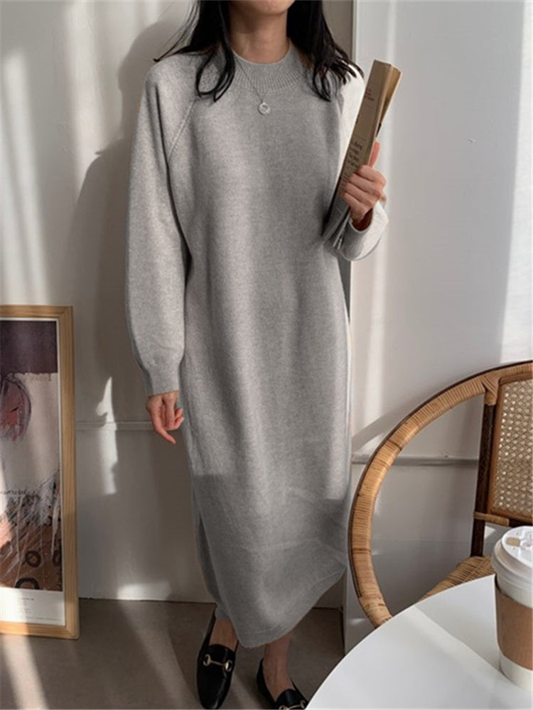Gaudelia Cozy Knitted Midi Dress for Women Trendy Daily Look