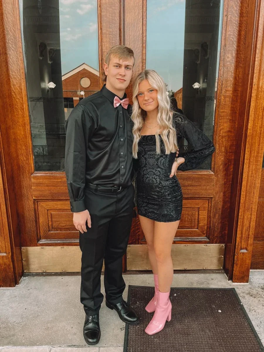 Black Long Sleeves Homecoming Dress Black Graduation Dress For Teens (ZD12260)