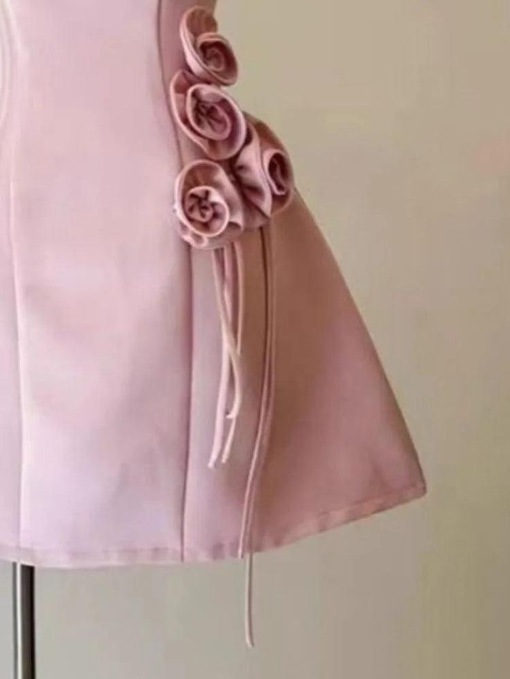 Cute Pink 3D Flower A-Line Short Party Dress Homecoming Dress - View 4 | FashionDia