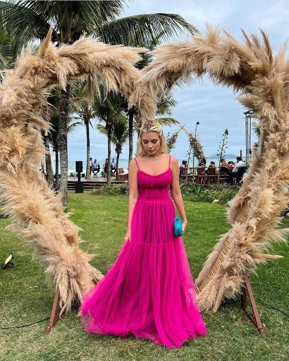 Chic Fuchsia Formal Evening Gown Long,Unique Prom Dress - FashionDia