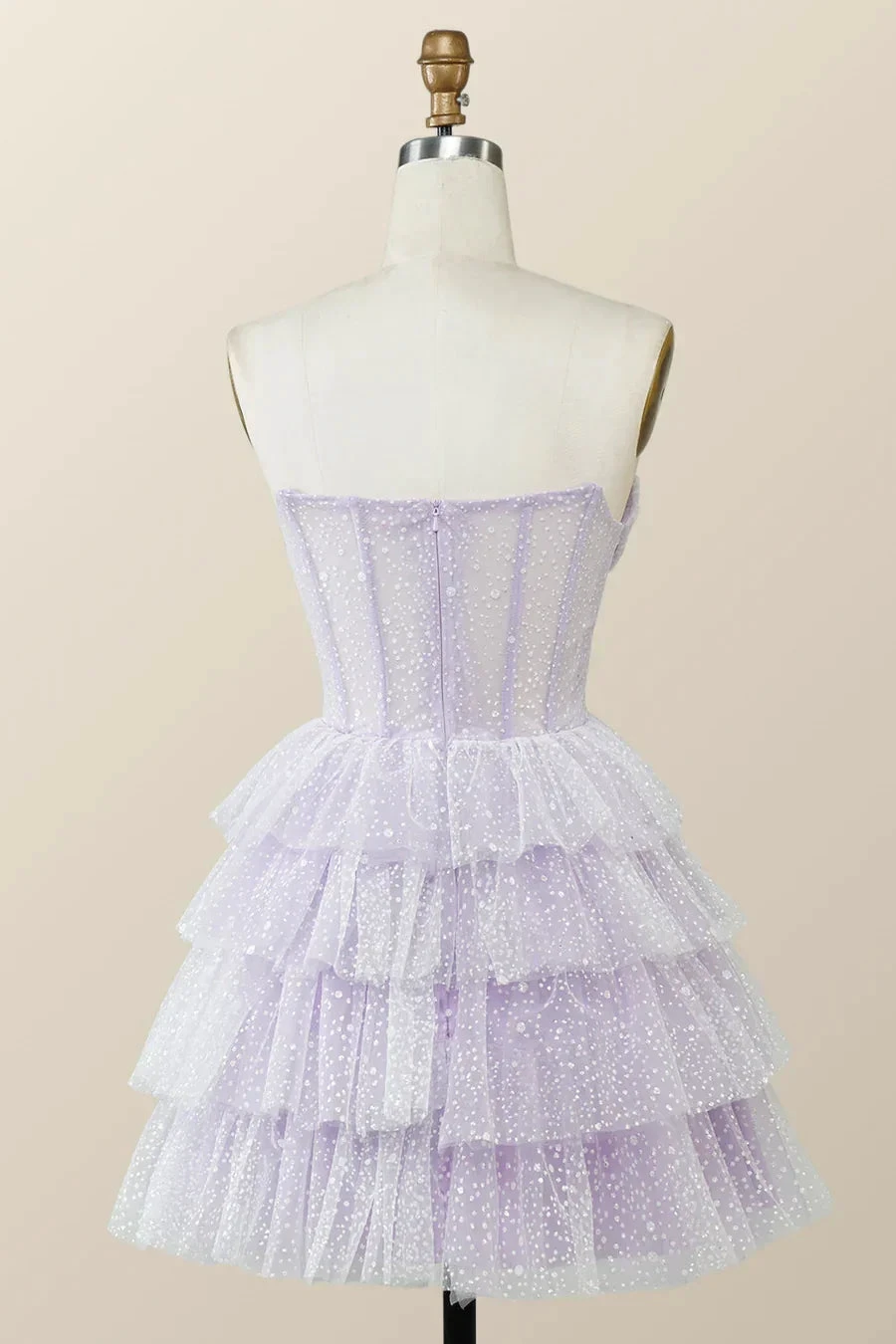 Lavender Strapless Cowl Neck Short A-line Homecoming Dress (ZD11928)
