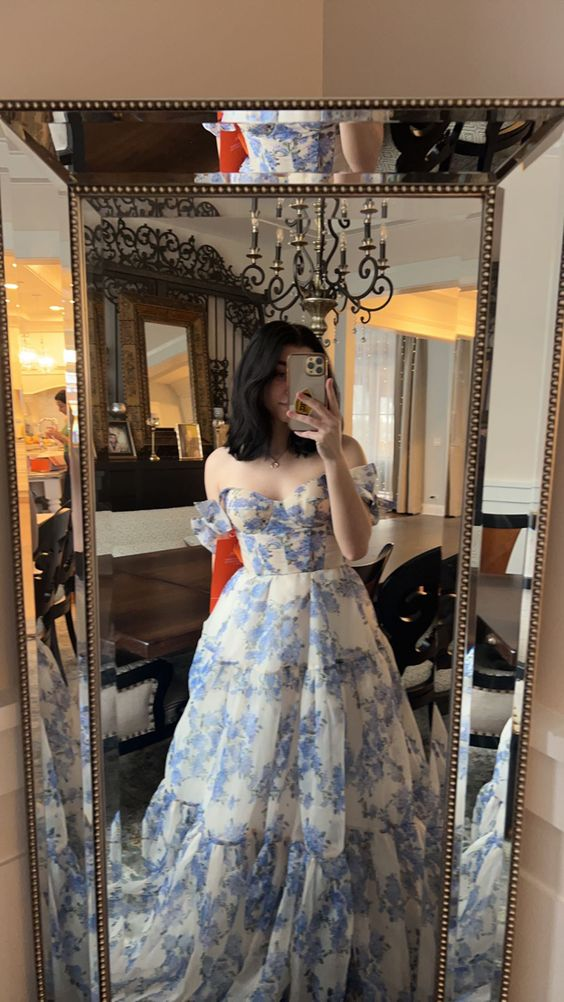 Modern A-Line Straps Long Evening Prom Dresses, Custom Sweetheart Prom Dress - FashionDia