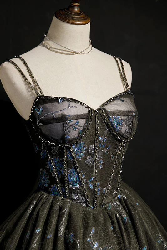 Gorgeous Sparkly Spaghetti Straps Short Homecoming Dress, Short Prom Gown - FashionDia