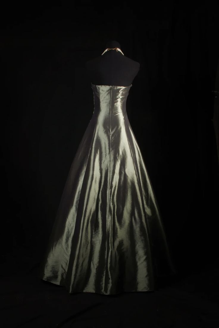 Fashion Army Green Strapless Satin Beaded Long Prom Dress Evening Dress