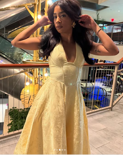 Pretty Yellow Satin Print Prom Dress,Halter A-Line Party Evening Dress - View 2 | FashionDia