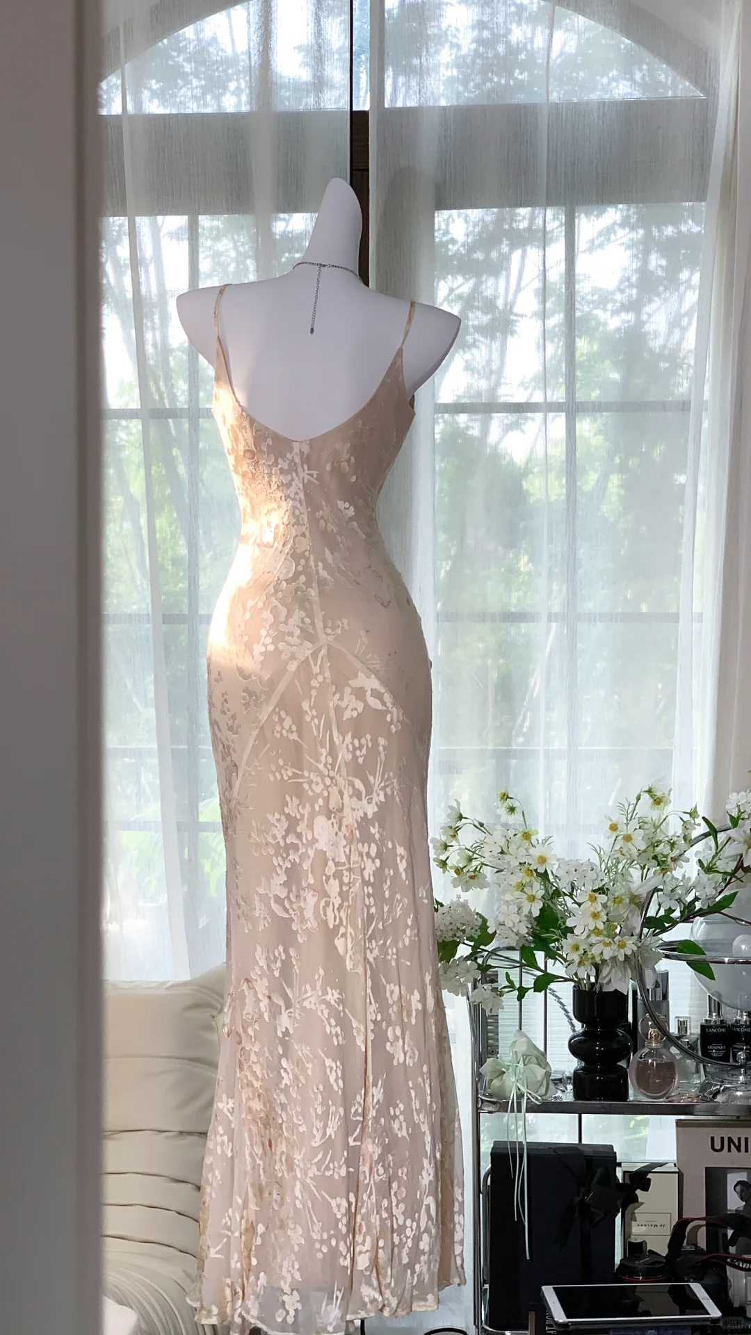 Charming Spaghetti Straps Chiffon Print Floral Mermaid Prom Dress Birthday Party Dress - View 4 | FashionDia